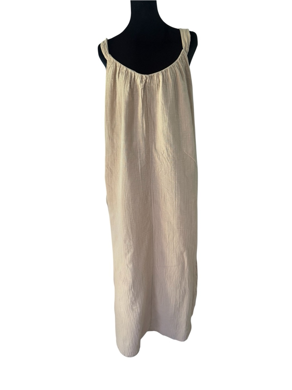 Old Navy  Tan  Sleeveless Tie Maxi Gauzy Dress XXL Lightweight Boho Vacay Cotton